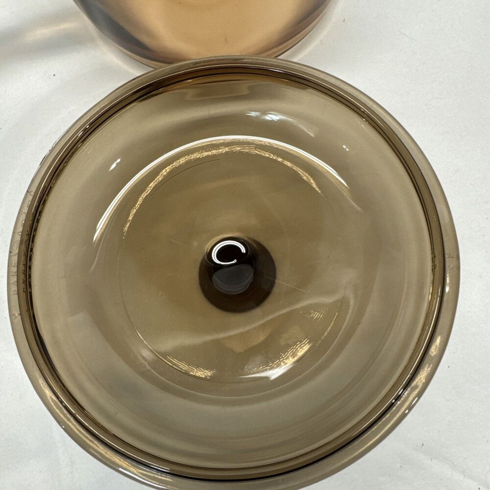 Vintage Amber Brown Vision Ware Corning USA 1L Sauce Pot Spout Lid Glass - Picture 7 of 10